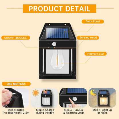 Belro 2-set solar wall lamps for outdoor use, weatherproof wall-mounted lighting for garden and patio areas.