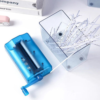 Belro mini paper shredder for men, compact office shredder with metal blades and safety features, suitable for home or workspace use.