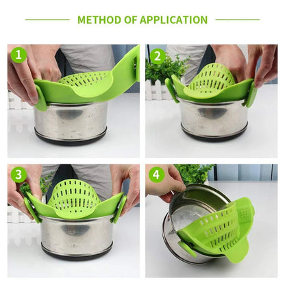 Belro universal silicone pot pasta strainer clip-on colander for easy draining in kitchen and dining use