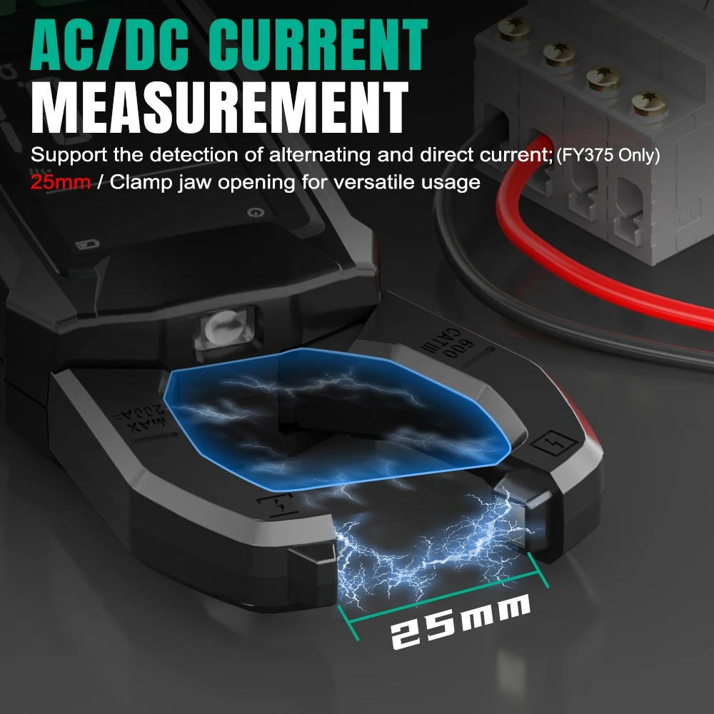 Belro AC/DC clamp electric meter for electronics testing, showing digital display and clamp jaw in use.