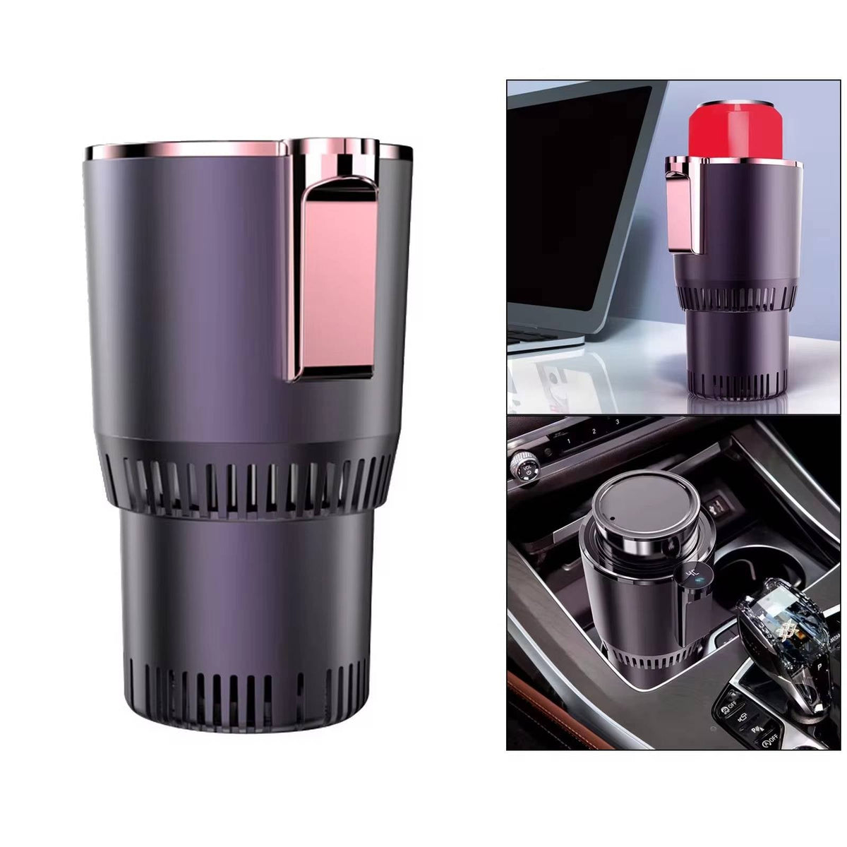 Belro smart car cup holder with cooling and heating functions, designed for convenient beverage temperature control in vehicles.