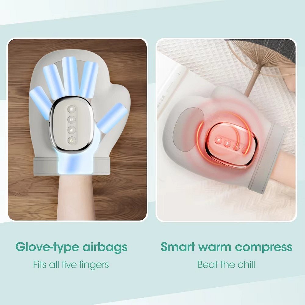 Belro electric hand massager with ergonomic design and control buttons, ideal for relaxing hand and finger muscles.