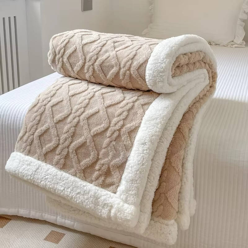 Belro men's fleece blanket with soft, cozy fabric in a neutral color, perfect for staying warm and comfortable.