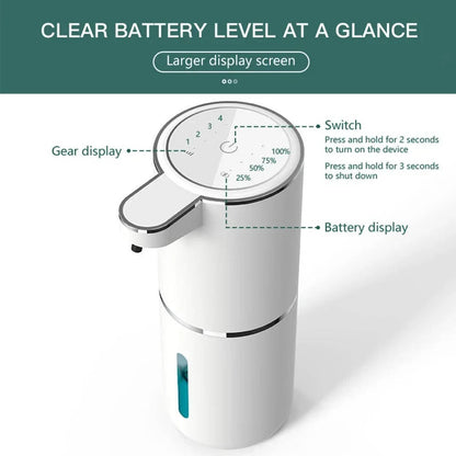 Belro touchless automatic soap dispenser for hands-free soap dispensing in the bath and body care setting.