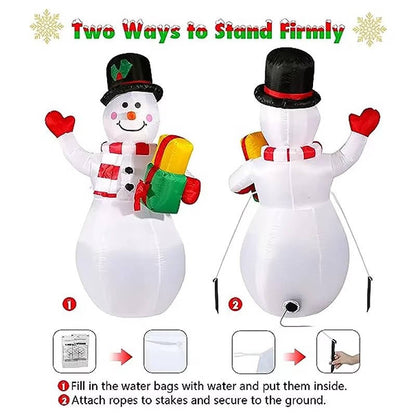 Belro outdoor inflatable snowman with LED lights, festive Christmas decoration for garden or yard display.