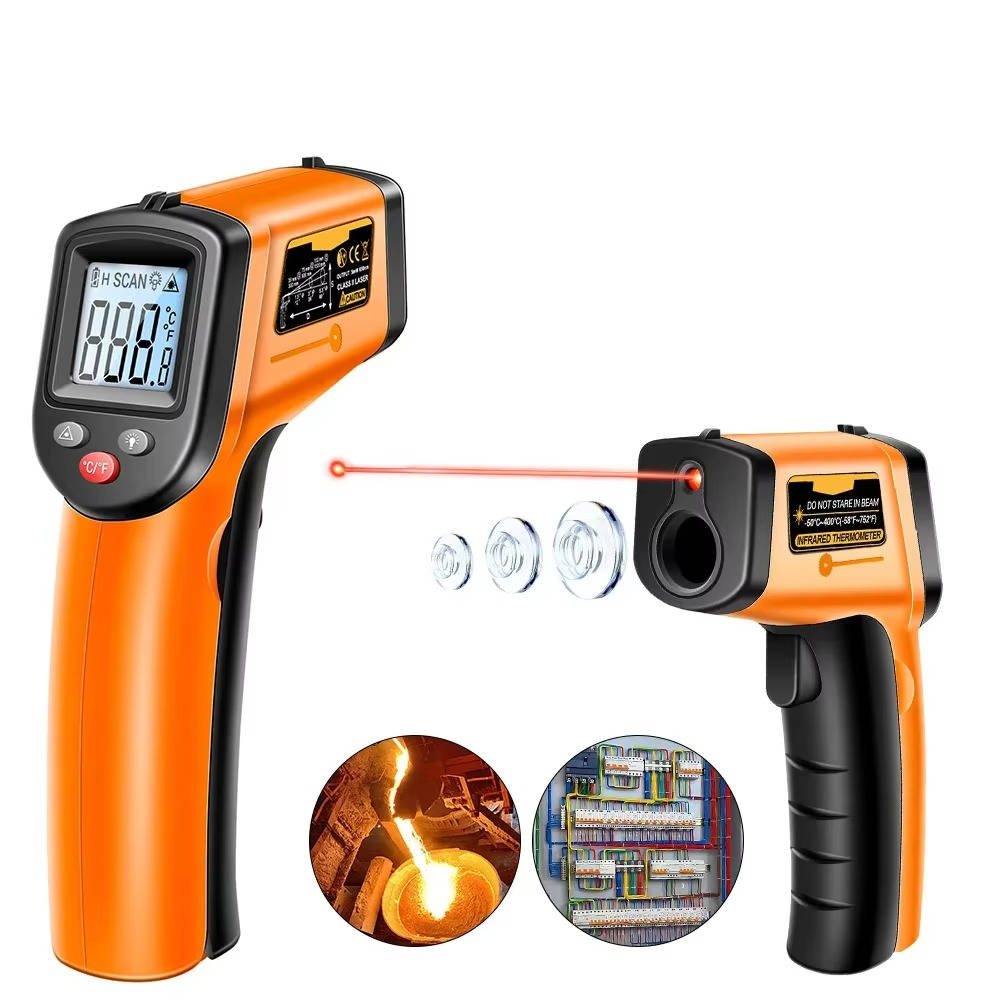 Belro Infrared Laser Thermometer for medical use, displaying digital screen and laser targeting for quick temperature readings.