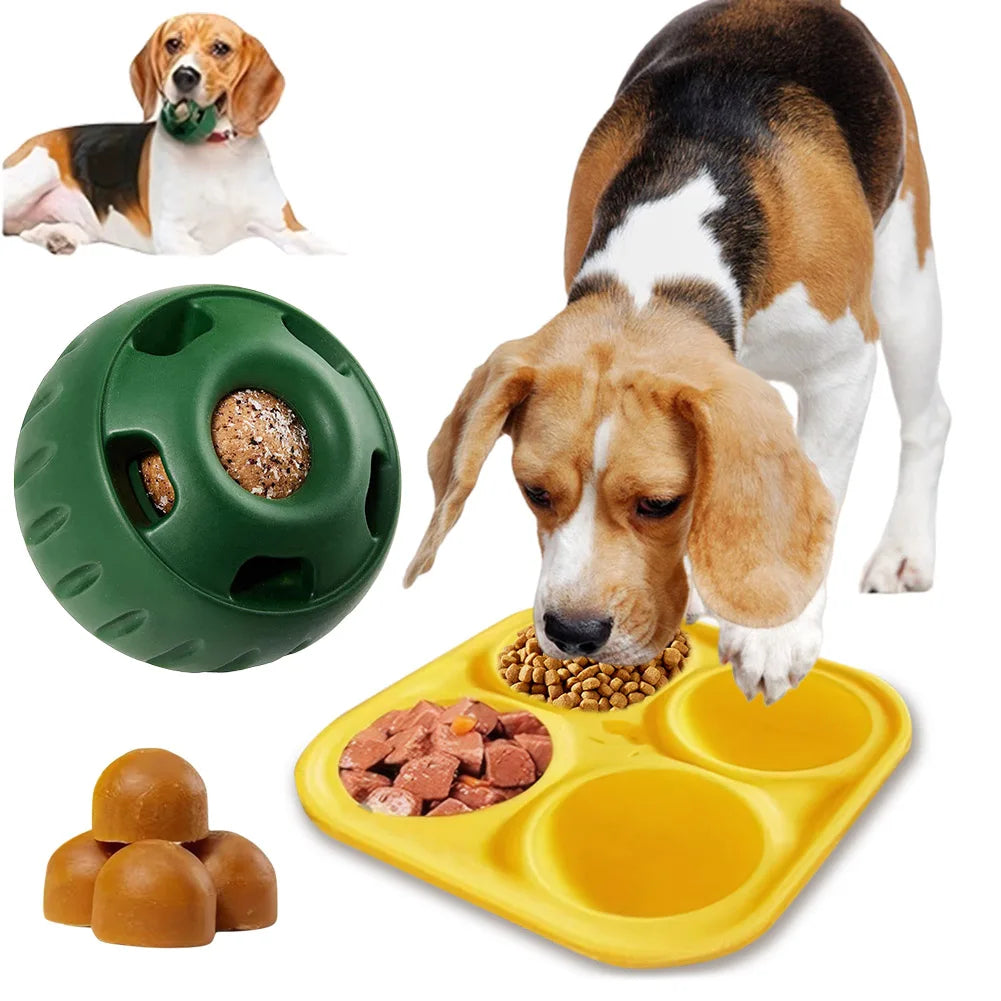 Belro silicone dog slow feeder and refillable chew toy with textured surface for interactive feeding and dental health.