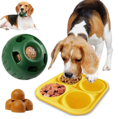 Belro silicone dog slow feeder and refillable chew toy with textured surface for interactive feeding and dental health.