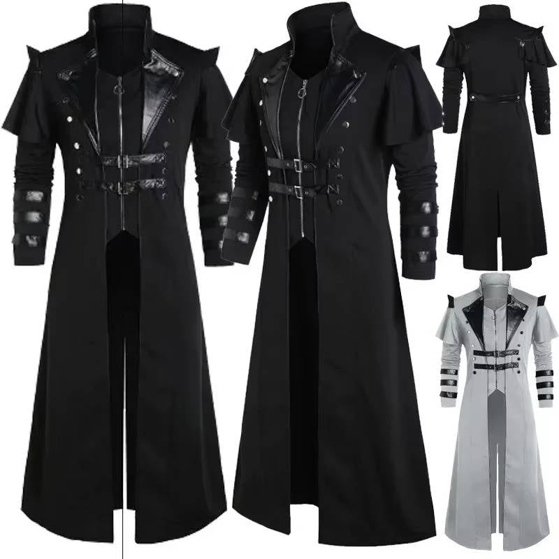 Belro men's medieval Halloween costume with tunic, belt, and medieval accessories for spooky party dress-up.
