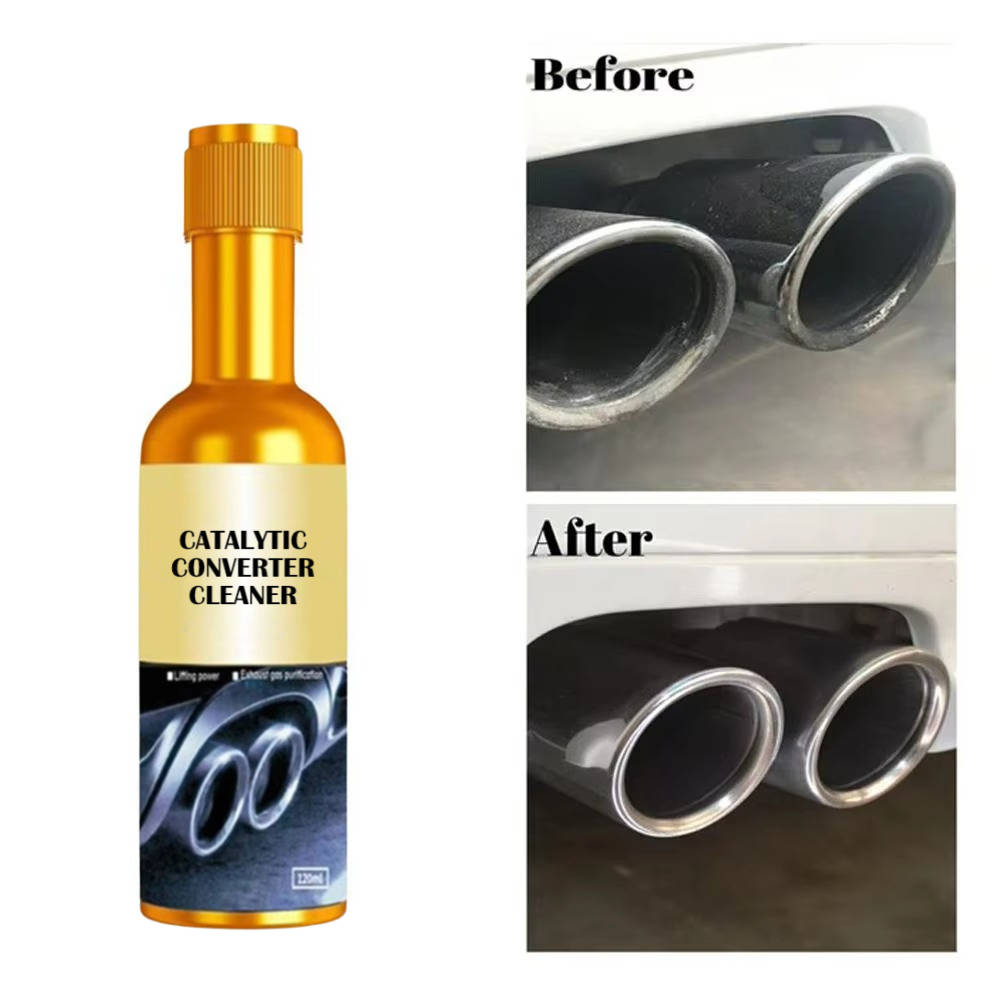 Belro catalytic converter cleaner bottle for home and garden use, with product label visible in the image.