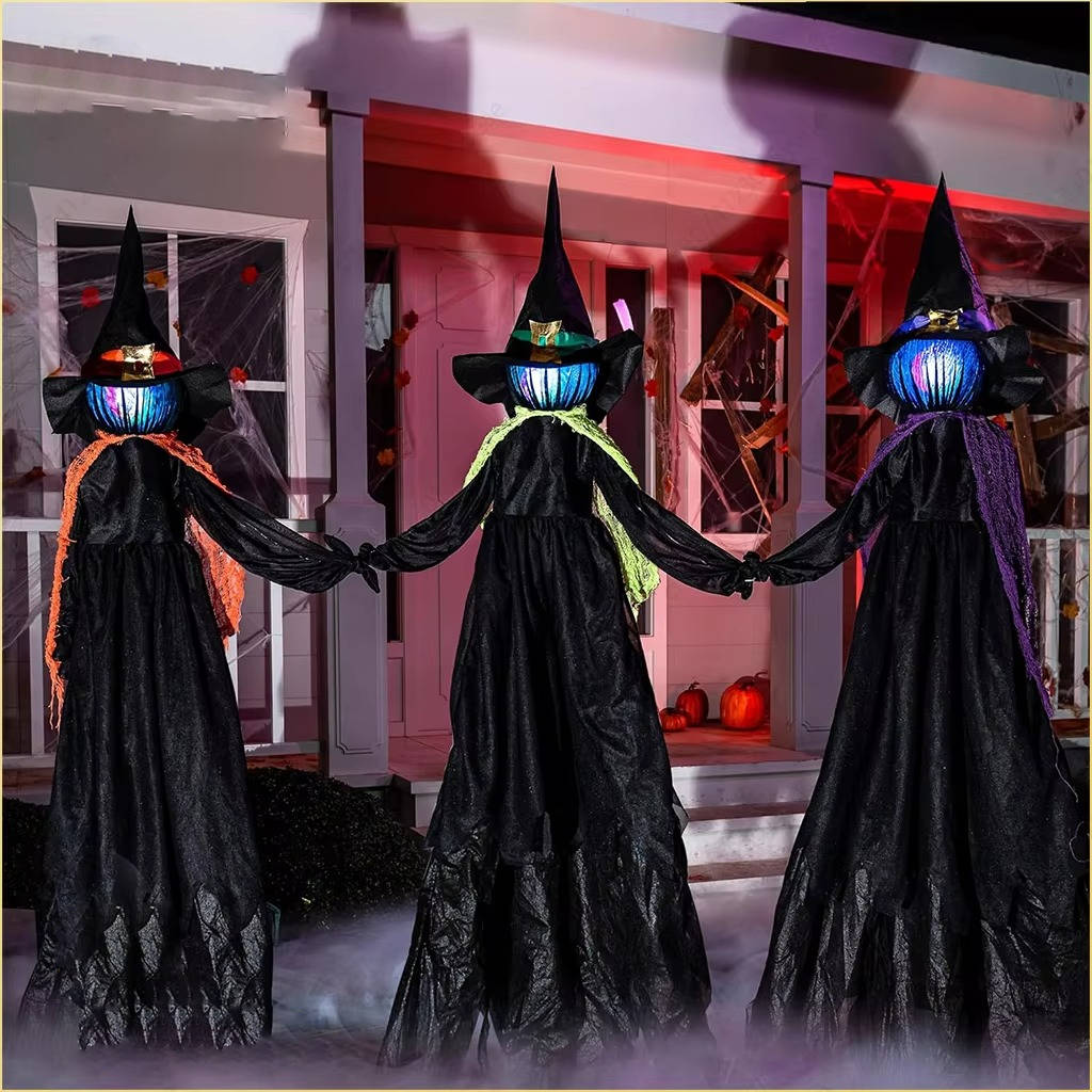 Belro sound-activated Halloween decoration featuring a hand holding a witch costume for indoor and outdoor spooky decor.
