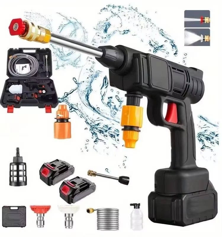 Belro cordless portable high pressure spray water gun set for cleaning cars, patios, and garden furniture, shown in the image.