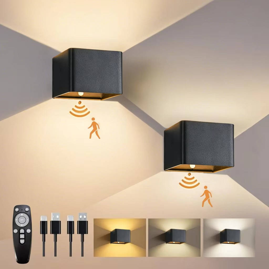 Belro indoor wall light with motion sensor and remote control, showcasing sleek design and adjustable lighting features.