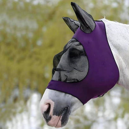 Belro horse fly mask for outdoor use, featuring mesh fabric and adjustable straps to protect horses from flies and insects.