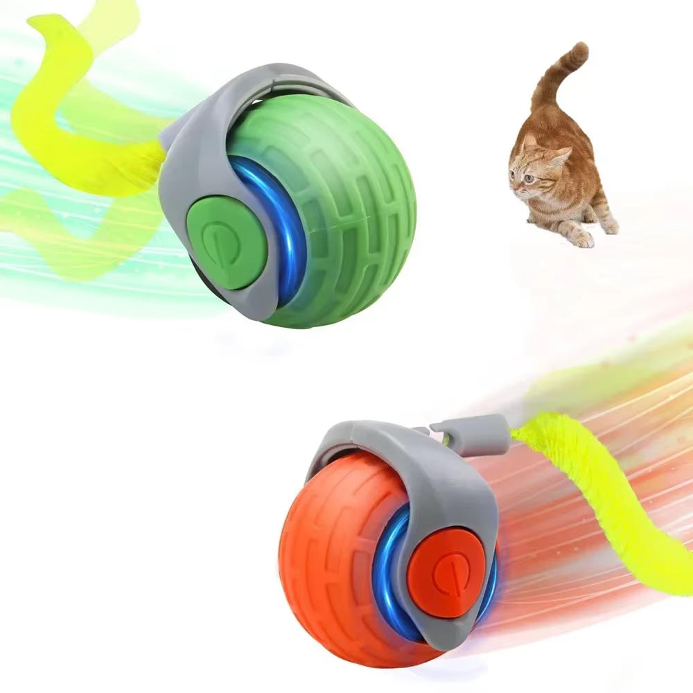 Belro moving cat toy with colorful feathers and bells, designed to entertain and engage cats in playful activity.