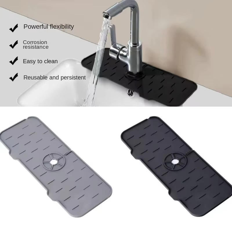 Belro kitchen sink faucet splash guard attached to a stainless steel sink, designed to prevent water splashes during use