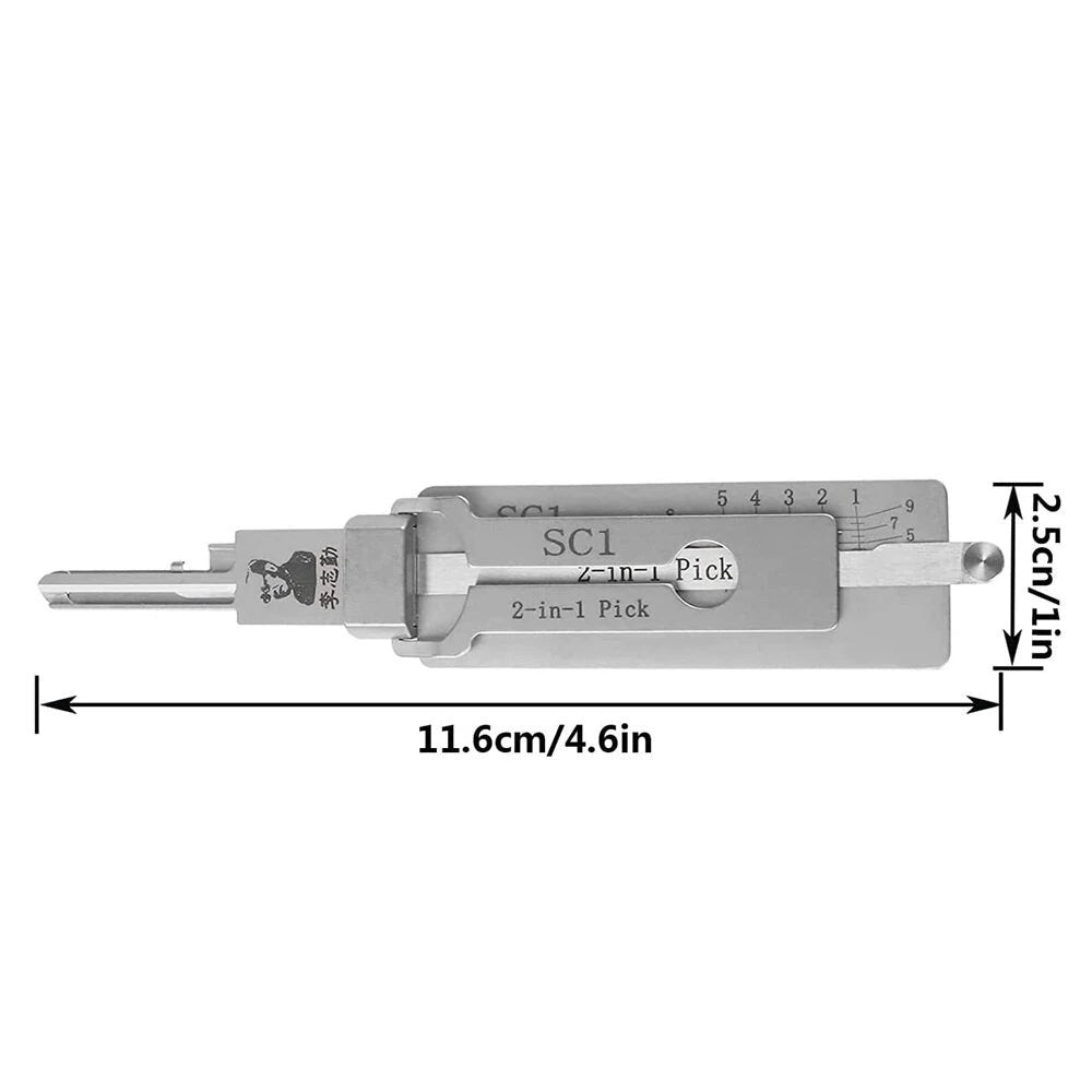Drillpro 2-in-1 locksmith decoder tool with KW1, SS001, SS002, SC1, SC4 models, used for lock decoding and locksmith work.