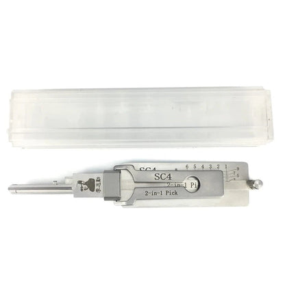 Drillpro 2-in-1 locksmith decoder tool with KW1, SS001, SS002, SC1, and SC4 keys, designed for professional locksmith use.