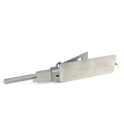 Drillpro 2-in-1 professional locksmith decoder tool with key KW1, SS001, SS002, SC1, and SC4 for lock decoding tasks.