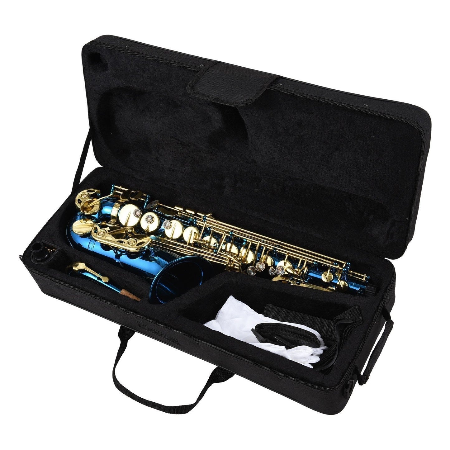 GETDECO E-Flat Alto Saxophone Deluxe Set with engraved brass body and abalone shell buttons, showcasing the detailed craftsmanship.