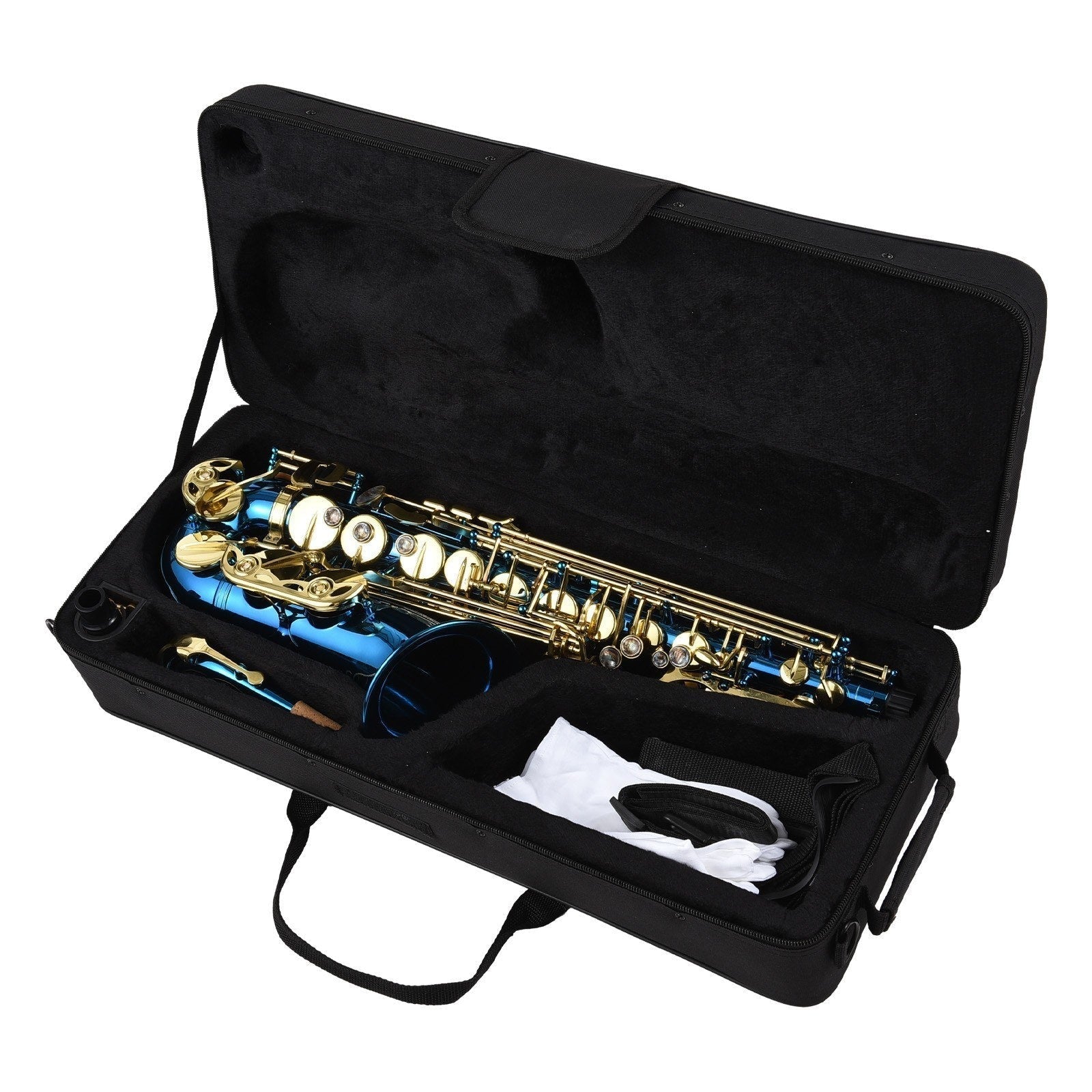 GETDECO E-Flat Alto Saxophone Deluxe Set with engraved brass body and abalone shell buttons, showcasing the detailed craftsmanship.