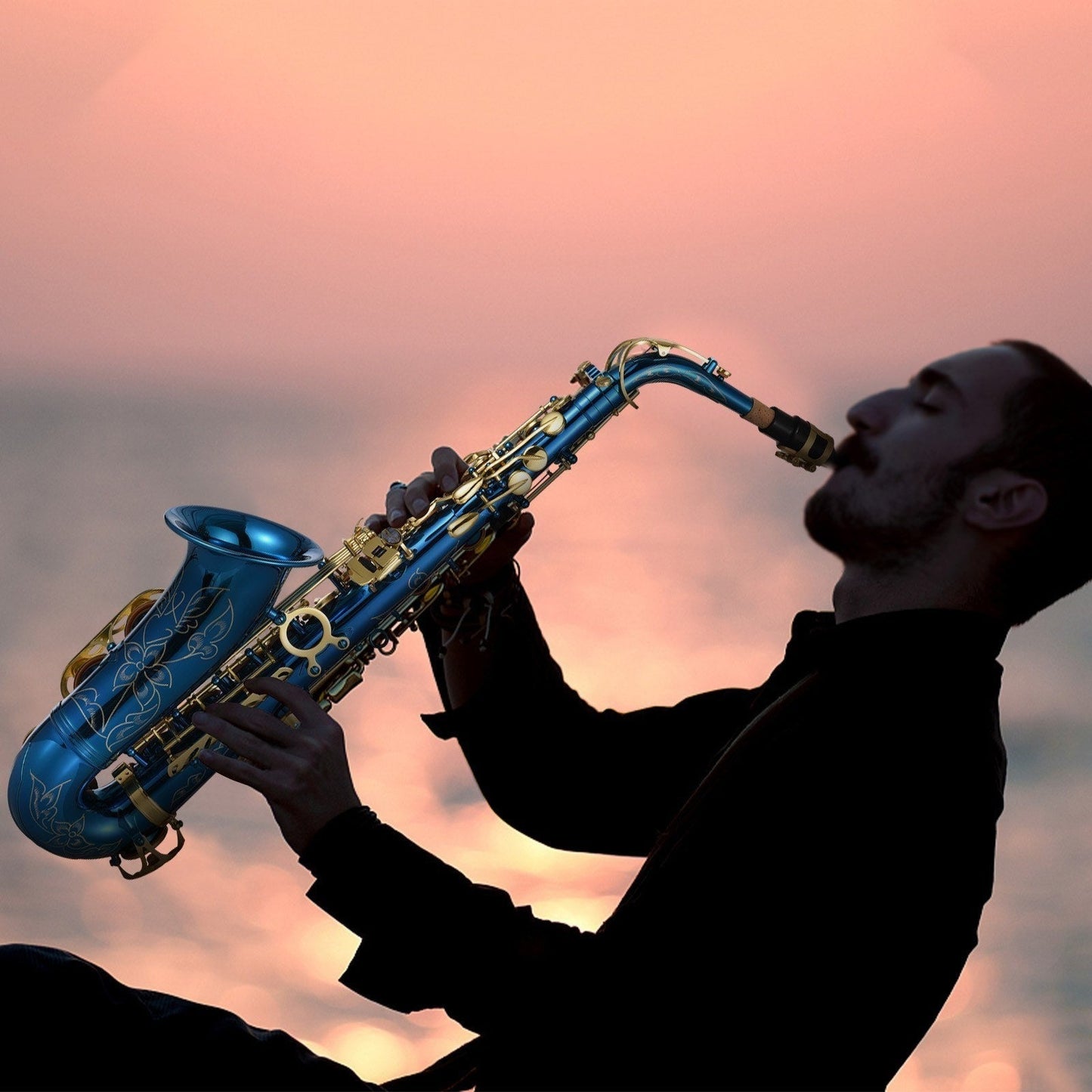 E-Flat Alto Saxophone Set by GETDECO with engraved brass body and abalone shell buttons, showcasing the detailed design and craftsmanship.