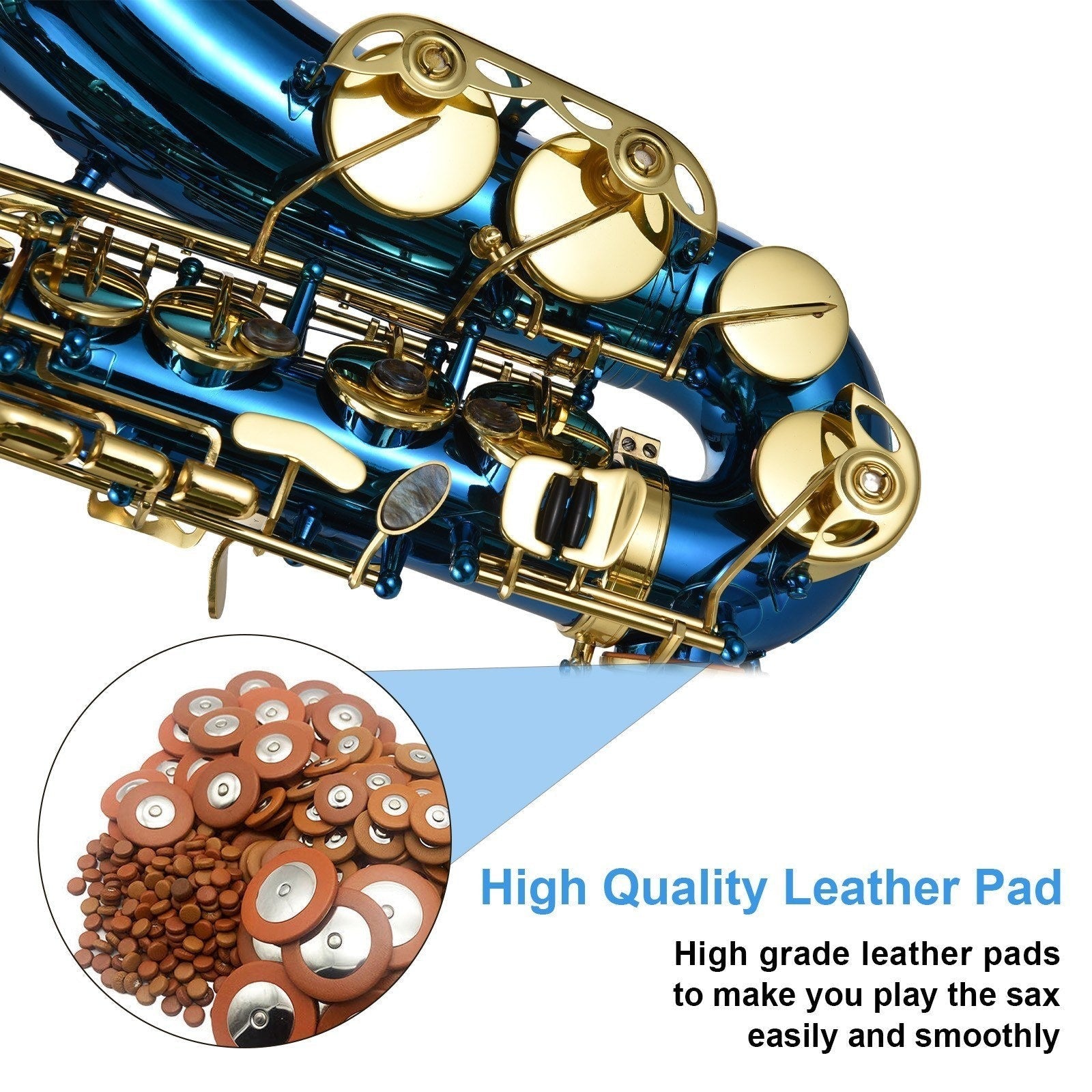 E-Flat Alto Saxophone Set by GETDECO with engraved brass body and abalone shell buttons, showcasing the full instrument.