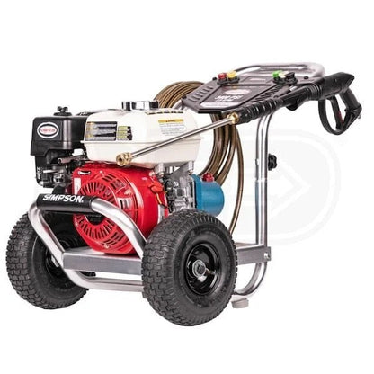 Casavibeo Simpson Professional Pressure Washer ALH3228-S-KIT with various attachments and spray nozzles, ready for heavy-duty cleaning.