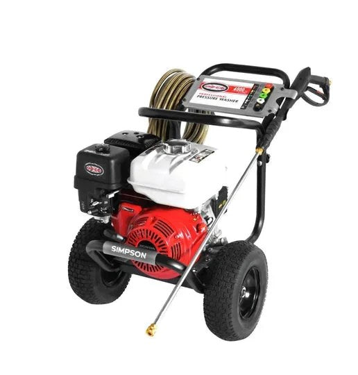 Casavibeo Simpson Powershots Pressure Washer 60869 with spray nozzle and hose, ready for cleaning tasks.
