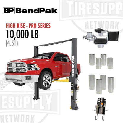 Casavibeo BendPak Pro-Series 10APX high-rise two-post car lift with sturdy steel arms and safety features in a workshop setting.