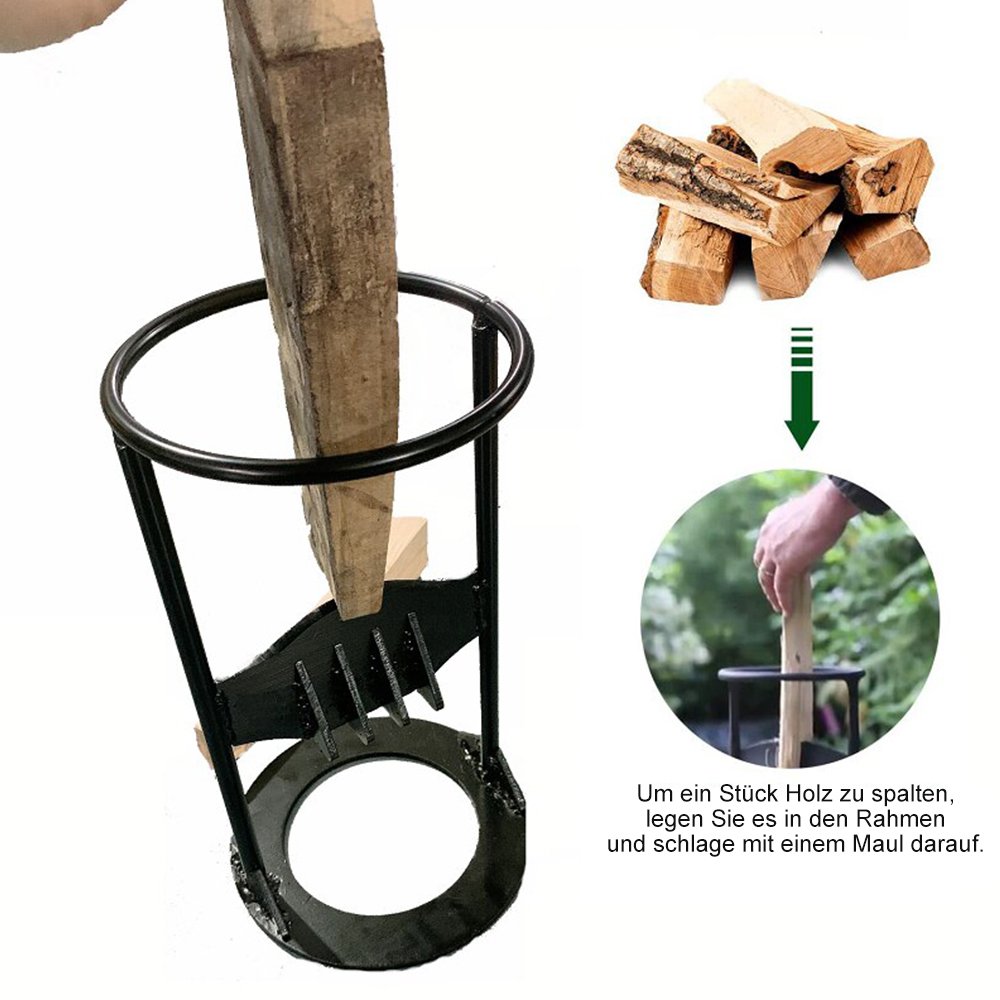 Cast iron manual firewood splitter by Belro, featuring heavy-duty construction and a sturdy handle for splitting logs.