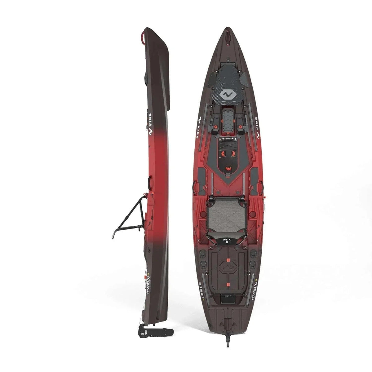 Casavibeo Shearwater 125 sit-on-top fishing kayak with pedal drive, featuring seating and pedal system for hands-free fishing.