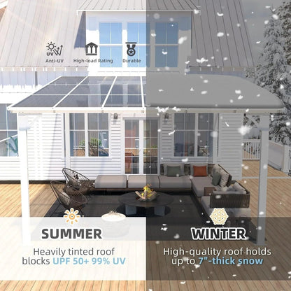 Aecojoy 12 ft x 12 ft white aluminum pergola with canopy, outdoor patio shade structure, designed by Casavibeo.