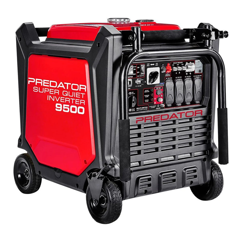 Casavibeo Predator 9500 Watt super quiet inverter generator with CO Secure technology, showing the compact design and control panel.