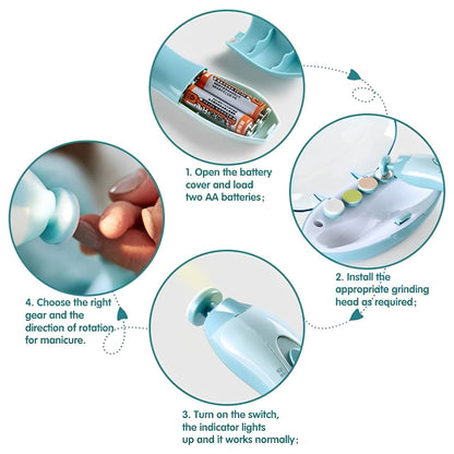 Belro Baby & Kids Nail Trimmer with gentle grinding head and ergonomic design for safe, easy nail trimming.