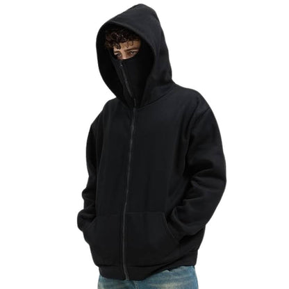 Belro unisex full zip balaclava hoodie, showcasing the versatile clothing with a full front zipper and comfortable fit.