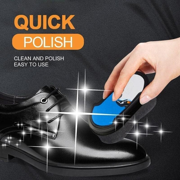 Belro Shoe Dual Sponge Polisher for footwear, showing the two-sided polishing sponge in use on leather shoes.