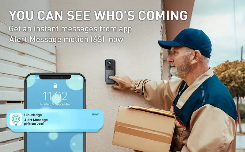 Belro wireless Wi-Fi video doorbell mounted outside with camera and doorbell button, part of smart home electronics.