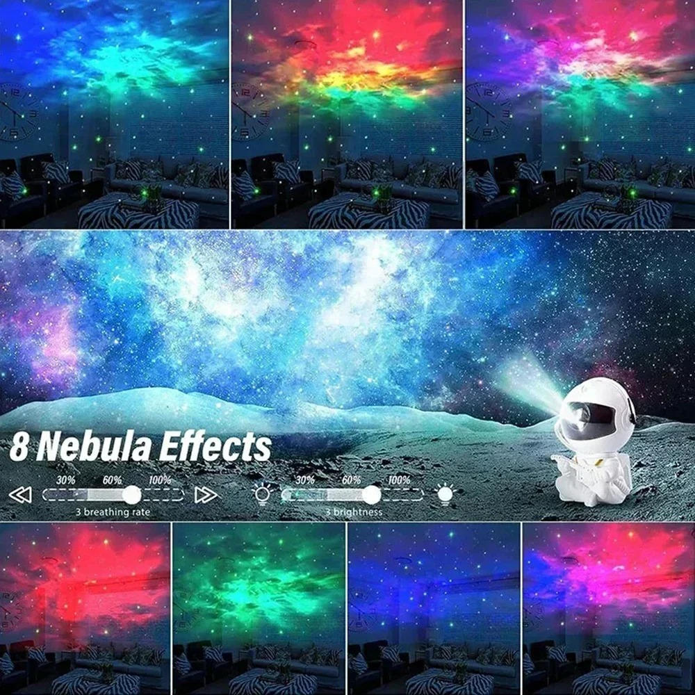 Belro Galaxy Light Projector illuminating a room with starry night sky patterns, perfect for relaxing nighttime ambiance.