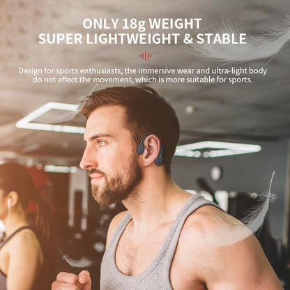 Belro waterproof bone conduction headphones with stereo Bluetooth wireless connectivity, featuring a sleek design for open-ear listening.