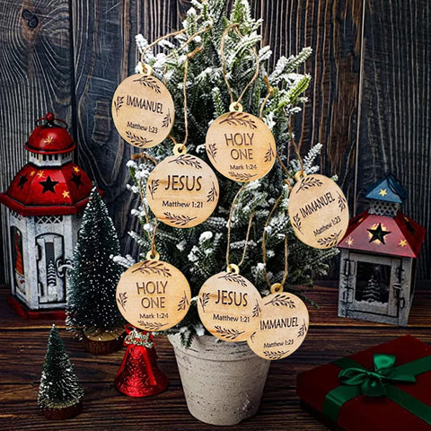 Belro Jesus Advent ornament with "Names of Jesus" design, hanging Christmas decoration for holiday home decor.