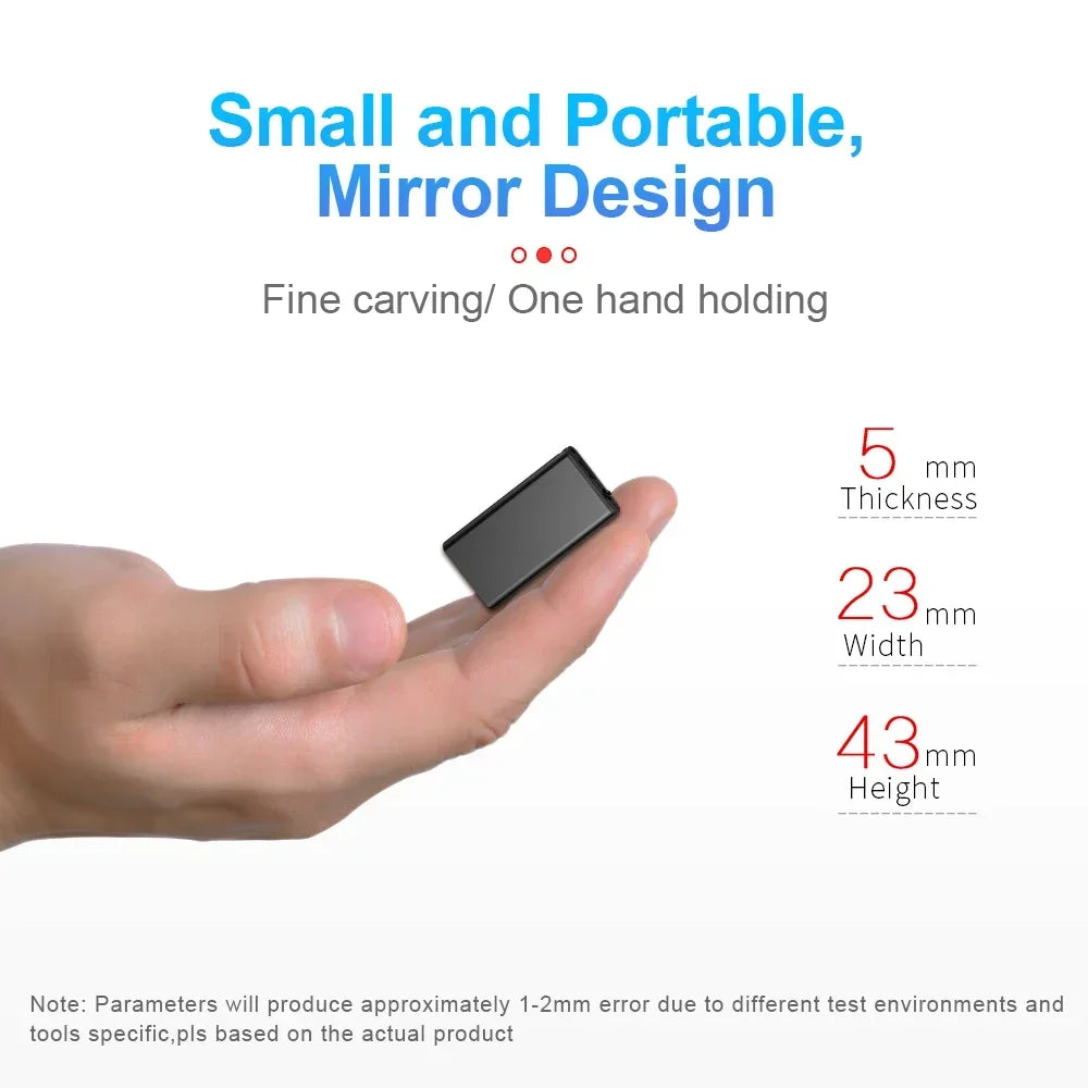 Belro Mini Voice Activated Recorder, portable electronic device with microphone and recording controls, for audio capture.
