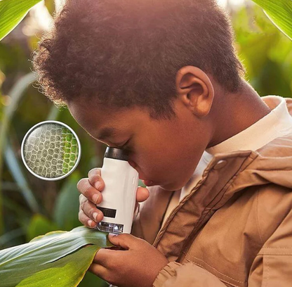 Belro Kid's portable mini pocket microscope designed for pet and cat exploration, showing a compact, handheld device with adjustable focus.