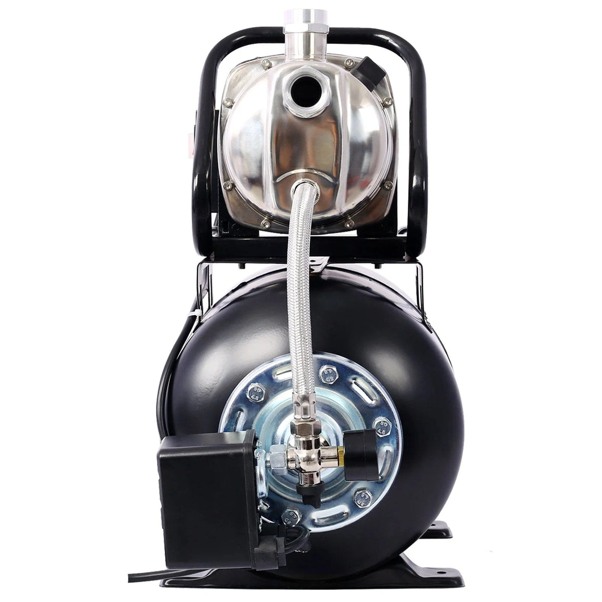 Casavibeo 1.6HP shallow well pump with 5-gallon pressure tank for automatic water boosting, garden, and irrigation use.