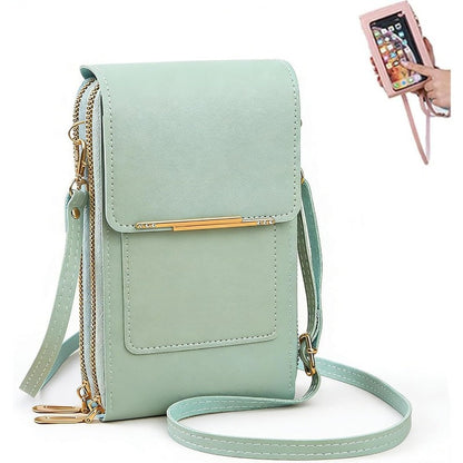 Bowlift RFID phone wallet with slim card holder and protective case, showing multiple cards and phone inside.