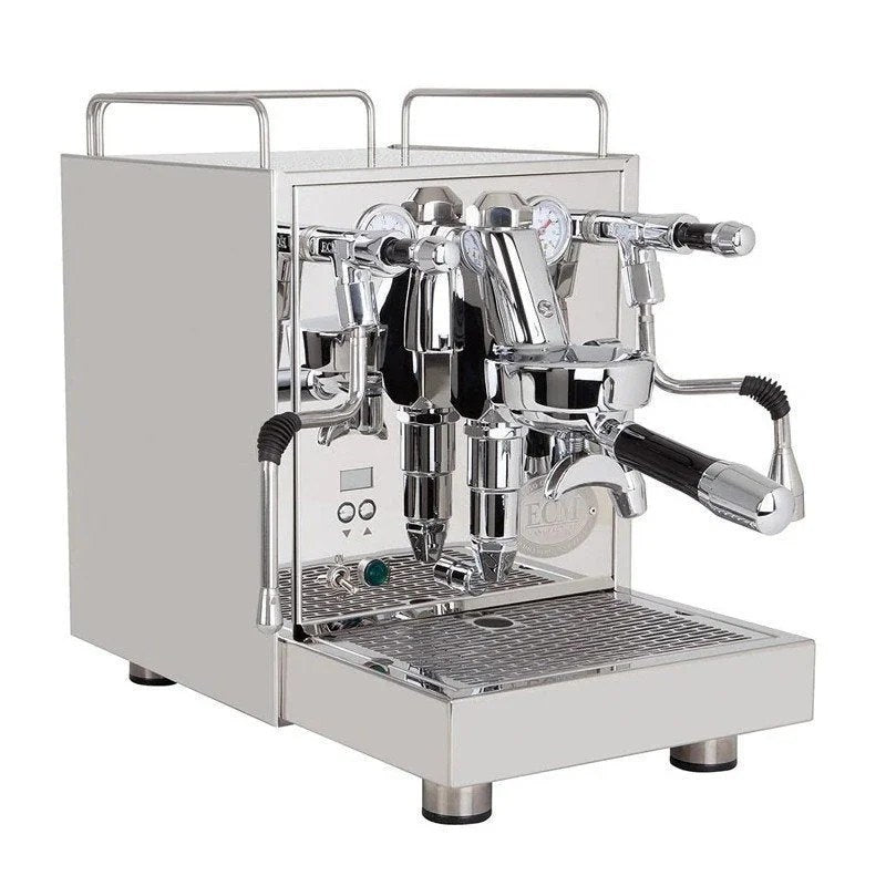 Casavibeo ECM Mechanika Max rotary espresso machine with stainless steel body and dual boiler for professional coffee brewing.