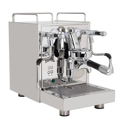 Casavibeo ECM Mechanika Max rotary espresso machine with stainless steel body and dual boiler for professional coffee brewing.