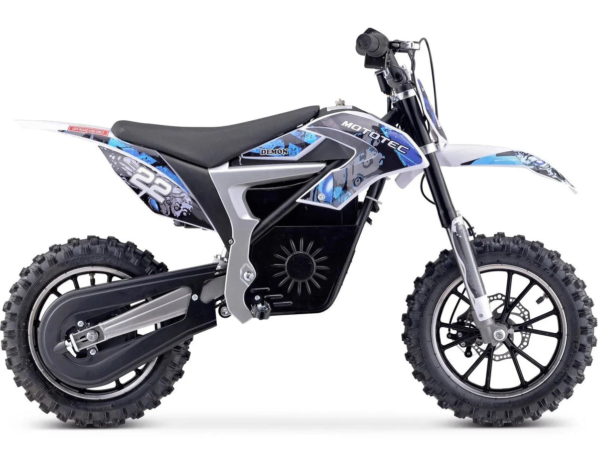Casavibeo MotoTec Demon electric dirt bike for kids, featuring durable frame and off-road tires in a vibrant design.