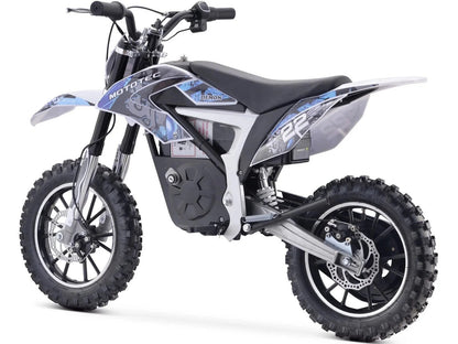 Casavibeo MotoTec Demon electric dirt bike for kids, black with knobby tires and sturdy frame, ready for outdoor riding adventures.