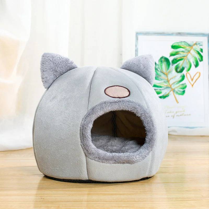 Belro Cat Cave, cozy pet bed with circular entrance, made of soft, plush material for cats to rest and hide comfortably.